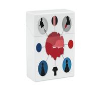 Abstract Connection Map Cigarette Case Holder 20 Capacity Waterproof - Snap-in Spring Design One-Hand Flip-Top Plastic Cigarette Case for Women/Men