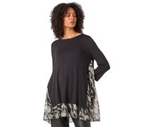 Abstract Contrast Mesh Stretch Tunic Roman Black 20