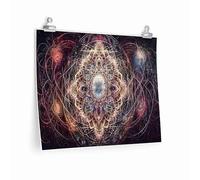 Abstract cosmic art print, galactic mandala sacred geometry mural, flower of life themed wall decor, spiritual art gift, intricate pattern, home decor(L12"xW8"-CANVAS)