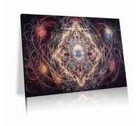 Abstract cosmic art print, galactic mandala sacred geometry mural, flower of life themed wall decor, spiritual art gift, intricate pattern, home decor(L30"xW20"-Framed)