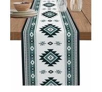 Abstract Cotton and Linen Table Runner, Kitchen Table Runners for Family Dinner, Banquet, Parties and Celebrations, Bohemian Aztec Style Table Decor, 13 x 90 inch