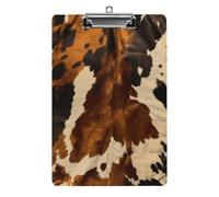 Abstract Cow Skin Clipboard, A4 Acrylic Clipboard with Hanging Hole, Ultra-Light Clip Board - Holds 100 Sheets, Shatterproof Document Holder for Office, 12.5" X 8.5"