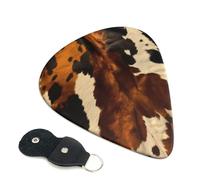 Abstract Cow Skin Guitar Picks 6 Pcs, 0.96mm Thickness Celluloid Plectrum with Leather Picks Holder, Personalized Guitar Pick for Bass Electric Acoustic Guitars Lovers Gift