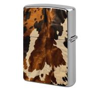 Abstract Cow Skin Lighter Case Metal Protective Cover with Double-Sided Art Design, Cool Lighters Pouch Shockproof Lighter Cover for Men Women Gifts, Lighters Not Included