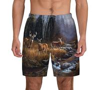 Abstract Cow Skin Mens Swim Trunks Quick Dry Board Shorts with Mesh Lining,Beach Shorts Swimwear Bathing Suits, Beauty Deer, M