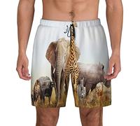 Abstract Cow Skin Mens Swim Trunks Quick Dry Board Shorts with Mesh Lining,Beach Shorts Swimwear Bathing Suits, Animal Safari, M