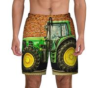 Abstract Cow Skin Mens Swim Trunks Quick Dry Board Shorts with Mesh Lining,Beach Shorts Swimwear Bathing Suits, Tractor Theme, XXL