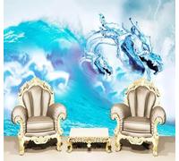 Abstract Creative Blue Sea Waves 3D Wallpaper Easy Install Feature Office Living Room Sofa Bedroom TV Background Wall Decoration-350cm×256cm