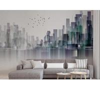 Abstract Creative City Architecture Flying Birds 3D Wallpaper Luxury Silk Study Dining Feature Sofa Grey Bedroom Living Room Tv Decorative Wall-430cm×300cm