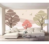 Abstract Creative Colourful Leaves Flying Birds 3D Wallpaper Premium Textured Silk Study Dining Living Room Bedroom Sofa TV Wall Easy Install-430cm×300cm