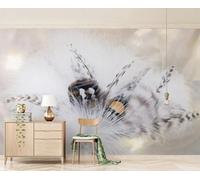 Abstract Creative Feathered Accent Tree Soft Lightweight Silk 3D Wallpaper Textured Silk Easy Install Living Room Sofa Bedroom Dining Room Home Decoration Wall-200cm×140cm