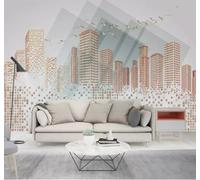 Abstract Creative Geometric City Architecture Flying Birds 3D Wallpaper Easy Install Feature Office Living Room Sofa Bedroom TV Background Wall Decoration-300cm×210cm