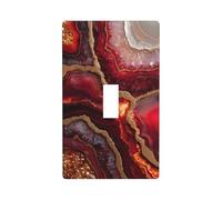 Abstract Crimson Red Marble with Gold Veins Light Switch Cover Decorative Single Toggle 1 Gang Wall Plate for Kitchen Farmhouse Bedroom Bathroom Art Decor