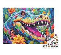 Abstract Crocodile Painting Jigsaw Puzzles 1000 Piece Recycled Paper for Adults Colorful Alligator Art Puzzle Hard Challenge Home Decoration Great Gift Idea 38x26cm/1000pcs