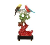 Abstract Crystal Bird Statue, Handmade Two Birds on Taihu Lake Stone, Modern Decorative Sculpture, Resin Bird Figurines, Unique Home Table Ornament (Yellow)
