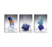 Abstract Cubes 3 Panel Canvas Wall Art. simpa Multi One Size