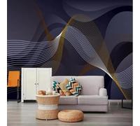 Abstract Cubic Geometric Golden Lines Modern 3D Wallpaper Premium Textured Silk Neutral Tones Material Ideal for Living Room Bedroom-200cm×140cm