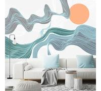 Abstract Cubic Geometric Lines Sun Modern 3D Wallpaper Premium Textured Silk Neutral Tones Material Ideal for Living Room Bedroom-430cm×300cm