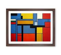 Abstract Cubism Art Vol.3 Framed Print | A2 Walnut Framed Wall Art | Ready to Hang | Cubist Fantasy Picture | Living Room Bedroom Lounge Office
