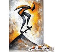 Abstract Cubist Skateboarder in Action on The Ramp Art Puzzle 1000 Piece Adult Jigsaw Puzzle Puzzles for Teenagers Gifts Educational Game Challenge Toy 1000pcs (75x50cm)