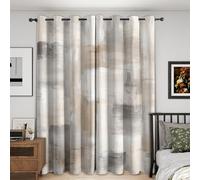 Abstract Curtains Blackout, 66x72 Inch 2 Panels - Beige Gray Minimalist Pattern Black Out Curtains, Home Decor, 72 Drop Eyelet Window Drapes for Bedroom, Living Room FO33