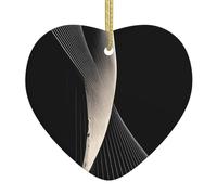 Abstract Curves Ceramic Christmas Heart Pendant, The Pottery Piece is Available with Silk Thread