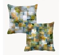 Abstract Cushion Covers 30 x 30 Green Cushions Set of 2 with Invisible Zipper Double Sided Pattern Linen Throw Pillow Covers, Decorative Pillowcases for Garden Bench Patio Home Sofa Bed 1B-531