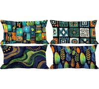 Abstract Cushion Covers 40 x 80 Outdoor Cushions Soft Set of 4 Rectangle Decorative Pillows Cover Modern Pattern Design with Smooth Invisible Zip for Livingroom Sofa Home Decor, Gifts for Women v-q184