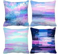Abstract Cushion Covers 55 x 55 Line Outdoor Cushions Waterproof Soft Set of 4 Decorative Pillows with Smooth Invisible Zip for Livingroom Summer Fall Outdoor Patio Garden Bench Decor Gifts v10706