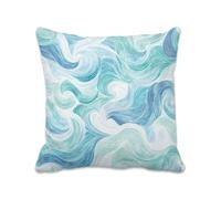 Abstract Cushion Covers 60cm x 60cm Blue-Green Cushions Double Sided Pattern Throw Pillow Covers with Invisible Zipper, Linen Decorative Pillowcases for Home Sofa Bed, Set of 1 （23.6x23.6 in）2B-217