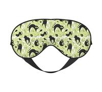 Abstract Cute Cat Green Sleep Mask, Eye Masks for Sleep Double-Sided, Sleep Masks for Women Men, Blackout Eye Covers for Sleeping, Travel