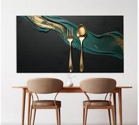 Abstract Cutlery Canvas Wall Art Pictures, Fork and Spoon Posters and Prints, Dining Room Kitchen Decor Painting Artwork 40x80cm Frameless