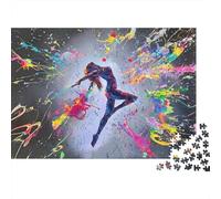 Abstract Dance Art 1000 Piece Jigsaw Puzzle Gift for Adults Dancer Paint Splatter Dynamic Premium Thick Sturdy Challenging Hard Stress Relief 38x26cm/1000pcs