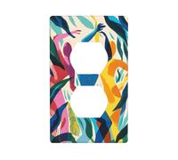 Abstract Dancing Human Figures Minimalism Outlet Cover Light Switch Cover Decorative 1 Gang Wall Plate for Kitchen Room Bathroom Size 7x11.4cm
