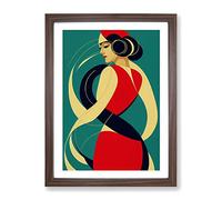 Abstract Dancing Woman No.1 Framed Print | A4 Walnut Framed Wall Art | Ready to Hang | Abstract Fantasy Picture | Living Room Bedroom Lounge Office