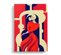 Abstract Dancing Woman No.2 Red, Peach, Red Canvas Print | Gallery Wrapped 30mm Frame Wall Art | 30x20 inches | Ready to Hang | Abstract People Picture | Living Room Bedroom Lounge Office