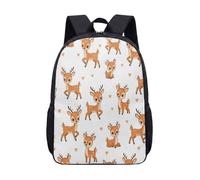 Abstract Deer Head Print Backpack 17 Inch for School Students Graphic Plaid Pattern Gradient Grey Rucksack for Teens Kids (04)