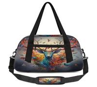 Abstract Deer Kids Overnight Duffle Bags for Girls Boys, Butterfly Bird Lightweight Sports Gym Bag for Kids，Small Overnight Weekender Carry on Travel Bags Dance Bag, Abstract Deer, 18.5L x 7.8W x 9.4H