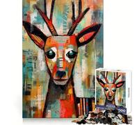 Abstract Deer Portrait Jigsaws for Adults1000 Pieces Indoor Play Precise Connection Family Game Furniture Decor (50x75cm)