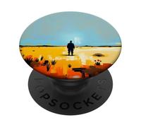 Abstract Desert Horizon Solitary Figure Landscape Art PopSockets Adhesive PopGrip