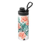 Abstract Desert Roses 18oz Bulk Insulated Water Bottle, Stainless Steel with Lid for Adults. Ideal for Everyday Use and Outdoor Activities