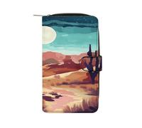 Abstract Desert Scenery Wallet Multifunctional Leather Wallets for Men Compact Long Wallet Credit Card Holder Passport Bag