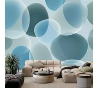 Abstract Design Wallpaper Mural Gray Blue Oval Wall Mural 200W x 140H cm, Premium Non-Woven Removable Wallpaper - Waterproof Wall Decoration Poster Modern Picture Design