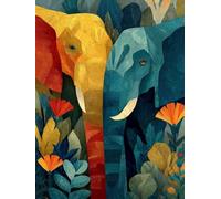 Abstract Diamond Art Kits Adults,5D Elephant Diamond Painting Kit for Beginner, DIY Crystal Art Crafts for Adults, Square Rhinestones Paintings Kits for Room Decor Gifts for Women 12x16inch -FZ250838