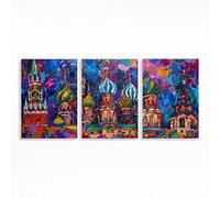 Abstract Diamond Art Kits Adults Beginner 36 x 24 In 3 Pack, St. Basil'S Cathedral Diamond Painting, 5D DIY Full Drill Paint by Numbers, Wall Art Paintings for Bedroom Office Room Decor Gifts PZSH1306