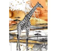 Abstract Diamond Art Kits Adults Diamond Painting Giraffe Square Full Drill Crystal Art 5D DIY Gem Sequin Adults Crafts Mosaic Canvas Painting Cross Stitch for Home Wall Decor Gifts 60x80cm T0-77