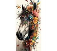 Abstract Diamond Art Kits Adults, Paint by Numbers for Adults Horse Pattern with Full Round Drill Canvas, 5D Diamond Painting Beginner Gem Art Kits for Home Wall Room Decor, Gifts, 16x32 In, Model693