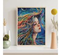 Abstract Diamond Art Kits for Adults Woman Diamond Painting Kits for Adults Kids, DIY Full Drill Round Sequin Art, Dimond Painting Crystal Craft for Home Wall Decor Gifts 16x20 inch PjY6536 9-J