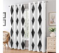 Abstract Diamond Blackout Curtains for Bedroom Living Room, Black and White Geometry Curtains Eyelet 54 Drop Home Decor, Patterned Window Drapes, 46x54 Inch 2 Panels B-D98