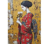 Abstract Diamond Painting Kit with Complete Set of Diamond Art Accessories, 5D DIY Full Drill Embroidery Kit, Geisha Diamante Gems Canvas Wall Art Crafts for Adults, Room Decor 16 x 22 Inch ZSH04064